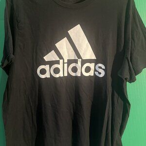 Adidas Amplifier Tee Men’s 2XL 2TG Black T-Shirt – Large White Logo, Short Sleev